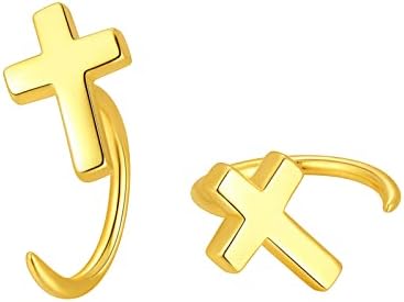 Protection Symbol Eye of Horus/Cross/Celtic Knot/Hamsa Hand/Evil Eye Dainty Half Open Huggie HooP Earrings 925 Sterling Silver /18K Gold/Black Gun Plated Piercing Earrings