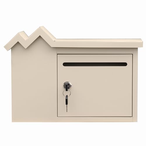 Buzon Exterior Blanco， Buzon Para Pared Exterior, Buzón Seguro Para Dejar la Llave, Fácil Instalación, Caixa de Correio Creativo Para Pared, Tamaño: 32*8,5*20,5 Cm/13*3*8 Pulgadas(Beige)