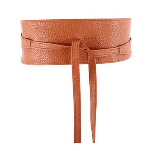 Four Seasons Corset Belt Ribbon Bow Tie Dress Women Wide Waist Brown3