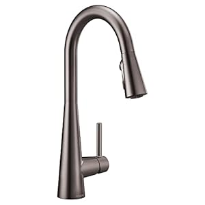 Moen sleek matte black one handle single hole pulldown kitchen faucet with powerboost technology for faster water flow moder kitchen sink faucet with pulldown sprayer 7864bl  urban country home decor