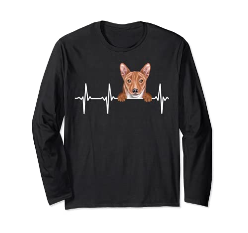 Funny Dog Heartbeat For Basenji Lovers Long Sleeve T-Shirt, Black