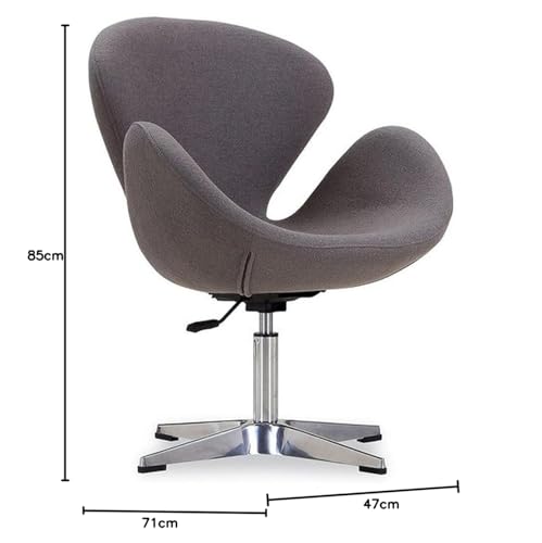 Image of Faux Leather - Modern Swivel Lounge Chair With Hydraulic Lift For Home Office Hotel Cafe (Grey)