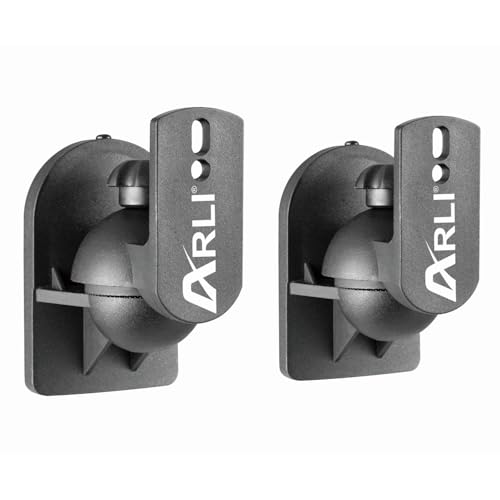 ARLI 2X Lautsprecher Wandhalterung schwarz Universal Wandhalter Halterung Boxen Halter flexibel neigbar drehbar bis 3,5 kg Werkzeuglose Montage Deckenmontage + Wandmontage