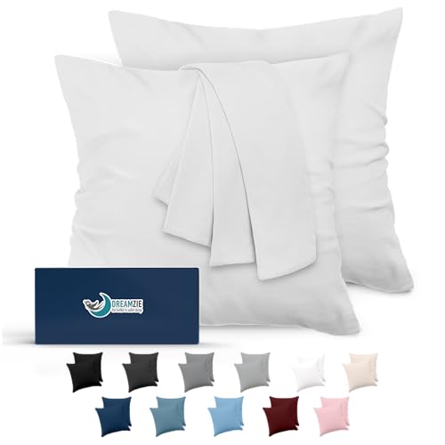Dreamzie Fundas de Almohada (Juego de 2) - para Las Almohadas 60 x 60 cm, Blanco Alabastro, Microfibra (100% Poliéster) - Fundas de Cojines de Calidad con una Suavidad Incomparable