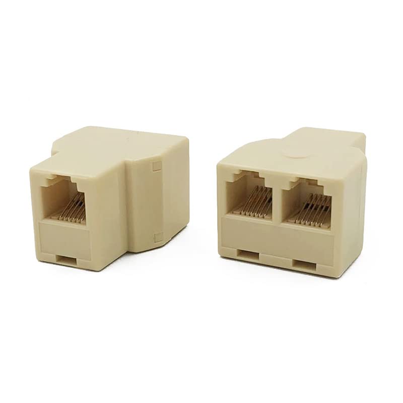 Adaptador de línea telefónica y divisor RJ12 conector modular 1 hembra a 2 hembra, cable extensor de cable de teléfono, funciona para máquina de fax, VDSL-10 unidades/paquete