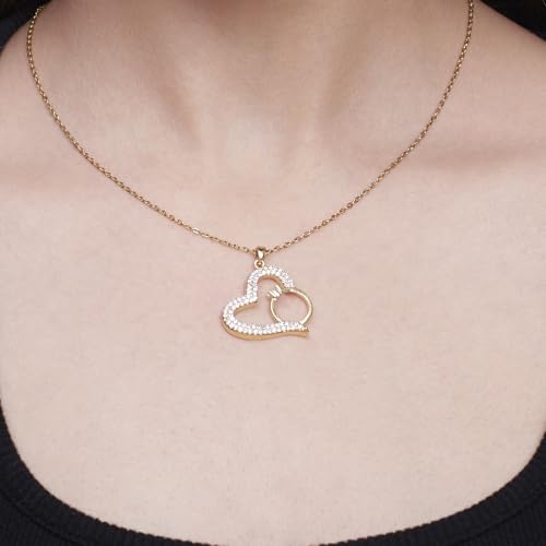 Image of SALTY Anti Tarnish Graceful Heart Ring Pendant Necklace for Women | Stylish Locket Chain | Fashion Jewellery Accessories for Girls | Minimal Jewelry | Ideal for Gifting | Marriage, Birthday | Gift for Valentine Day