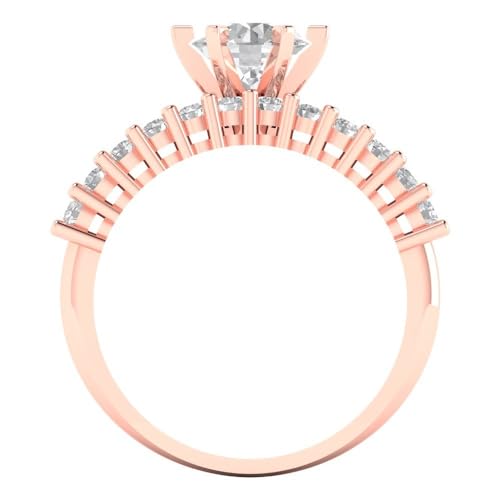 Wedding Ring Set for Women - 14K Solid Gold, Rose Gold Moissanite Engagament Ring and Stacking Zirconia Wedding Band Bridal Set, 1.66 tcw4