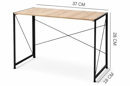 Image of Modern Wooden Computer Desk Home Office Study Desk with Metal Frame, Minimalist Writing Desk Laptop PC Workstation Table for Home Office Study Room Bedroom (Brown)
