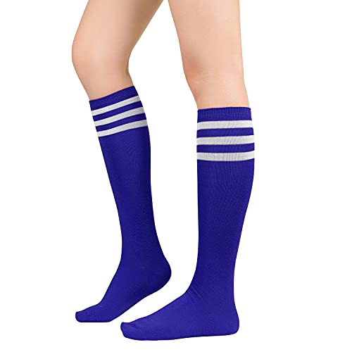 Image of Zando Knee High Socks for Women Striped Athletic Long Tall Tube Socks Outdoor Sports Casual Thigh High Stockings