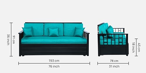Image of Ubpon 3 Seater Metal Sofa Cum Bed with Hydraulic Storage | Queen Size Sofa Cuma Bed | Metal Sofa Set for Living Room, Guest Room D10 SB Queen