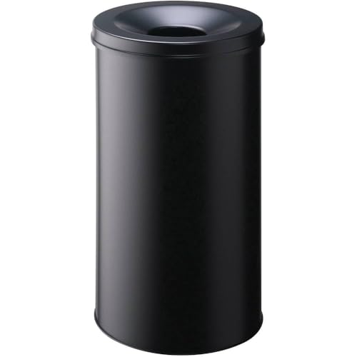 Durable 330701 - Cestino autoestinguente Safe 60, in Acciaio Verniciato, Certificato TĂśV, capacitĂ 60 Litri, 662x375, Nero
