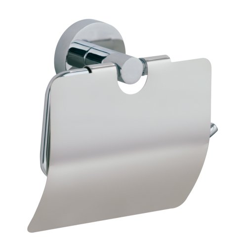 Preisvergleich Produktbild Nie Wieder Bohren hoom WC-Toilettenpapierhalter, mit Deckel, Messing, verchromt, garantiert rostfrei, 132mm x 150mm x 64mm