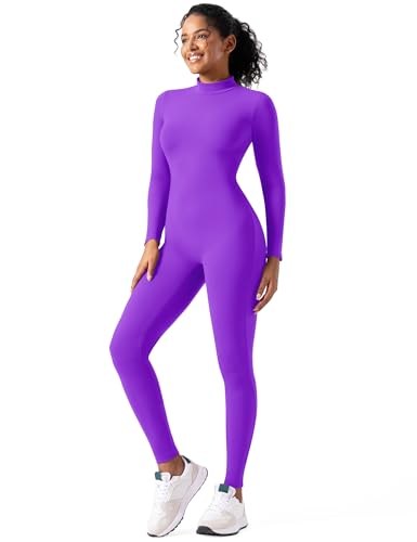 Image of speerise Women Bodysuit Rompers Long Sleeve Jumpsuits Leotards One Piece Tummy Control Yoga Workout Outfits