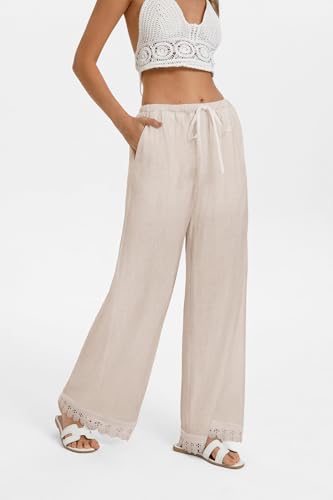 Image of GRACE KARIN Women Linen Pants Wide Leg Casual Palazzo Pants Trousers