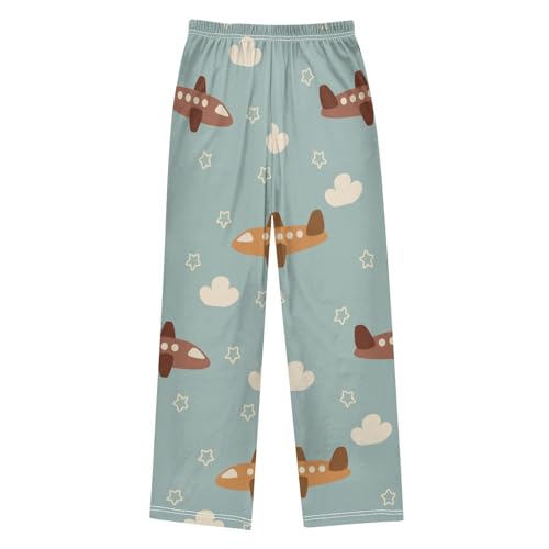 Airplane Cartoon Boys Pants Boys Athletic Pants Long Pant for Boywith Pockets Wide-Leg Size 6-14Y2