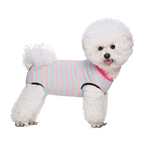 Dreamls Traje de recuperación de perros, camisa de recuperación de gatos a rayas después de la cirugía, ropa quirúrgica profesional para perros y gatos (XS: rosa)