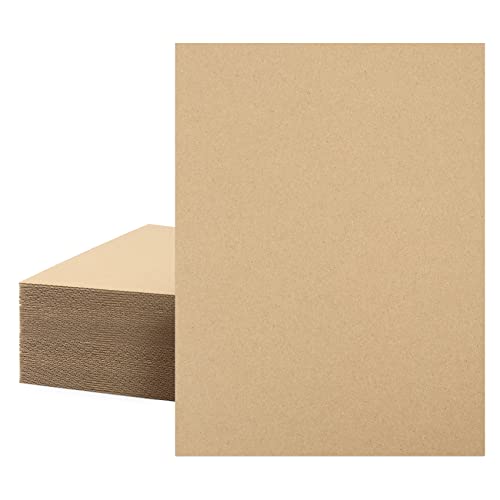 Image of Mat Board Center, 50 Corrugated Cardboard Sheets 9x12 Inches Flat Card Board Inserts for Packing, Shipping, Mailing, DIY Crafts