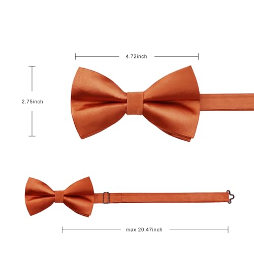 Image of HISDERN Bow Ties for Men Solid Color Pre-Tie Bow Tie and Pocket Square Set Classic Formal Tuxedo Bowties for Wedding Party