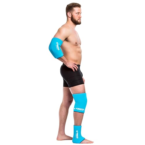 Image of FreezeSleeve Ice & Heat Therapy Sleeve- Reusable, Flexible Gel Hot /Cold Pack, 360 Coverage for Knee, Elbow, Ankle, Wrist- Turquoise, X-Large