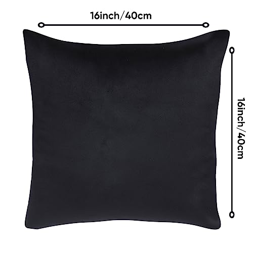 Image of Amazon Brand - Umi Velvet Decorative Cushion Cover 16x16 Inch - Set of 5, Soft Solid Square Throw Pillow Covers for Sofa, Living Room or Home Decor - 40x40 cm in Black Color