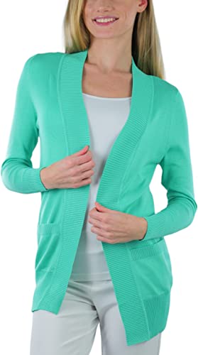 Image of ToBeInStyle Women's Long Sleeve Rib Banded Open Sweater Cardigan