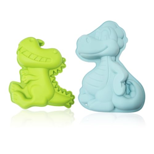 EHDWXVZM 2 Pièces Moule De Dinosaure en Silicone, Moule À Cuisson, Outils De Cuisine, Moule Créatif De Dessins Animés, Fabrication De Desserts.