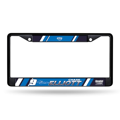 Rico Industries NASCAR Racing Chase Elliott Black Chrome Frame with Decal Inserts 12" x 6" Car/Truck Auto Accessory