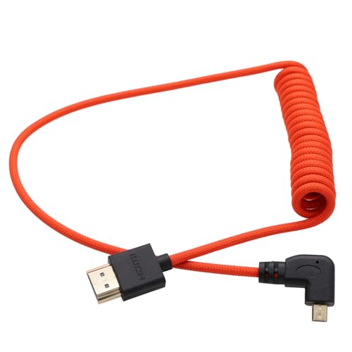 Image of HangTon Micro HDMI to HDMI 4K 8K 60p Cable for ATOMOS Ninja V Inferno SmallHD Cine Indie Monitor Canon R6 Mark II R5 C R8 Sony ZVE10 A7C A7R4 A7S2 Panasonic S5 S9 GH4 Camera, Left Angled 50cm