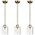 CRAFTRONOS 3 Pack 1 Light Brass Pendant Lights Kitchen Island, Gold Modern Chandelier Clear Glass Shade, Adjustable Multiple Stems Rods Hanging Farmhouse E26 Socket Light for Dining Room Bedroom Bar
