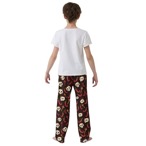 ZZXXB Skull Chilli Boys Long Pants Soft Trousers Elastic Waist Kids Lounge Bottoms with Pockets S-XL3