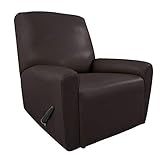 Easy Going Sitzhocker aus PU-Leder mit elastischer Unterseite, zusammenklappbar, Aufbewahrungshocker, rechteckig, wasserdicht, für Kinder, Hunde, Katzen Recliner Schokoladenbraun