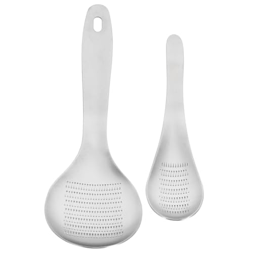 Homoyoyo Triturador de Jengibre y Ajo Acero Inoxidable 2 Piezas Cuchara Pequeña y Grande para Cocina Utensilios Prácticos y Duraderos para Preparar Condimentos y Especias