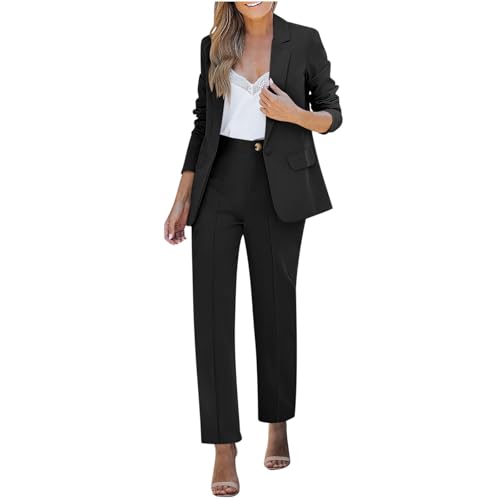 Womens Two Piece Sets Pants Suits Dressy Business Casual Outfits Interview Work Office Professional Blazer Pantsuits