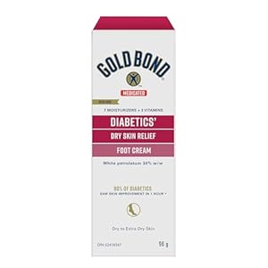 Gold Bond Medicated Diabetics’ Dry Skin Relief Foot Cream, 96g Tube, Foot Cream for Dry Cracked Feet With 30% White Petrolatum, Vitamins A and E for Fast, Long-Lasting Dry Feet and Heels Relief