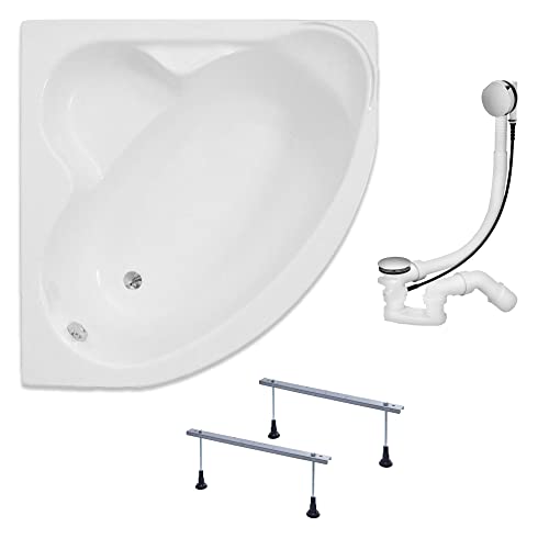 KOLMAN Badewanne Eckbadewanne Standard 120x120 mit ohne Verkleidung - Ablaufgarnitur VIEGA & Füße GRATIS