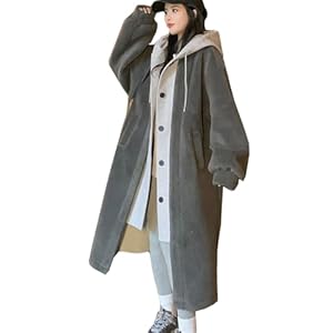 [Fosys] ボアコート ロングコート レディース 重ね着風 レイヤード 体型カバー 大きいサイズ フード付き 防寒 暖かい おしゃれ 厚手 秋冬