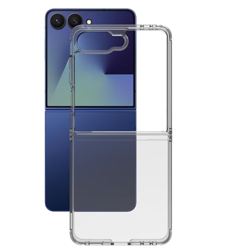Image of RIGGEAR Shockproof Clear Hybrid Armor Back Cover Case Compatible with Samsung Galaxy Z Flip 7 (Transparent PC with TPU Bumper)