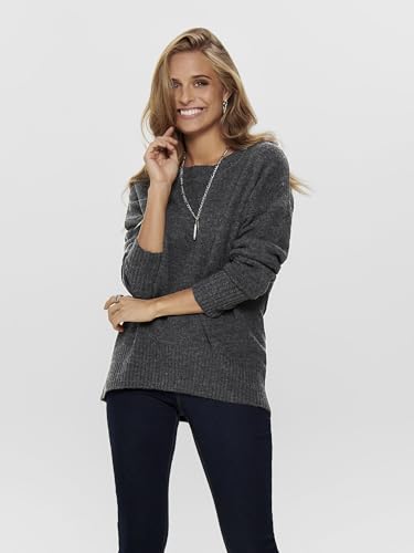 ONLY Damen Onlnanjing L/S KNT Noos Pullover, Dark Grey Melange, M EU – Ansicht 2