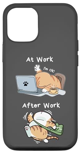 iPhone 13 Pro Funny Cat Meme, Hilarious Comparison At Work vs. After Work Case