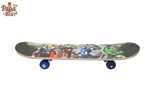 Image of BABAFAB Portable Handheld Lightweight Skateboard 24 inchX 6 inch Light Flashing 4 Wheels Mini Cruiser Skateboard, Beginners Longboard Suitable for Kids (Marvel Avengers)