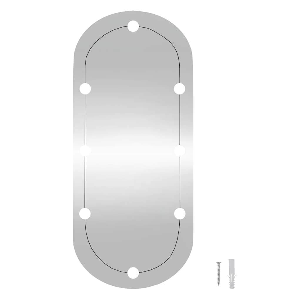Wandspiegel mit LED Beleuchtung Glas oval 30 x 70 cm 4 mm mit USB für Flur Bad Schlafzimmer Spiegellicht für Make up Rasur