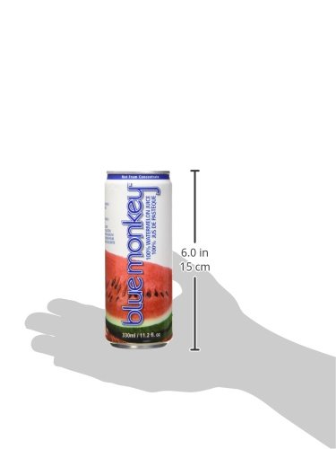 Blue Monkey 100% Pure Watermelon Juice - No Sugar Added, Not from Concentrate - Halal Certified - Plant-Based Hydration Drink with Vitamin C, Lycopene & Electrolytes - Shelf Stable - 11.2oz (330ml) 12-Pack thumbnail