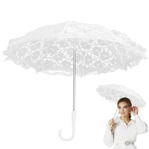 Yhsioaklo Paraguas vintage de encaje para boda, sombrilla de encaje , sombrilla con cordones para fotografía, paraguas romántico vintage para mujer, boda, fiesta, fotos, accesorios de