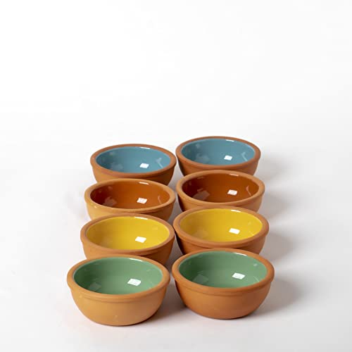 Clay Pot For Cooking - Handmade Oven Bowl Tajine Cooking Pot - Microwave & Oven Safe - 100% Natural Earthenware Pot - Eco Friendly Terracotta Pots For Mexican Indian Korean Moroccan Dishes, (8 Pcs) #TOP6