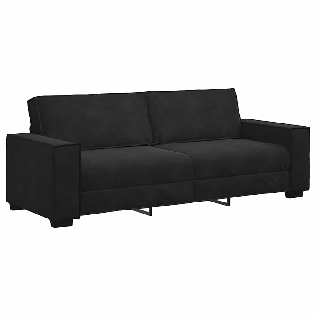 vidaXL Canapé à 3 Places Noir 220x78x84 cm Velours