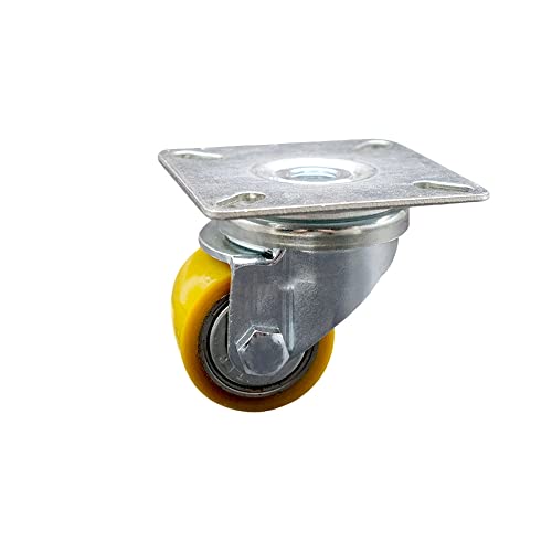 Low Profile Polyurethane Swivel Top Plate Caster w/35mm x 27mm Yellow Wheel - 220 lbs Capacity/Caster - Service Caster Brand