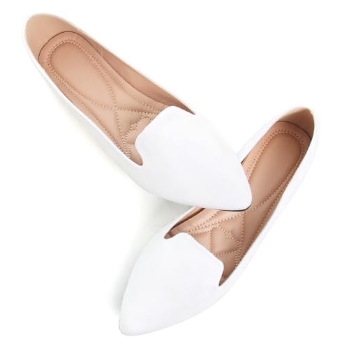 Image of Dear Time Women's Pointed Toe Ballet Flats Simple Casual Office Work Flats Slip-on Comfortable Shoes