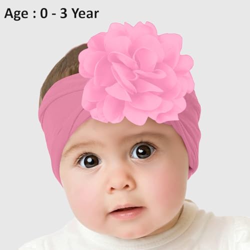 Image of SYGA PACK OF 6Headbands Nylon Flower Soft Stretchable Hairband for Newborn Infant Toddler Kids For 0-3 Year (Multicolor)