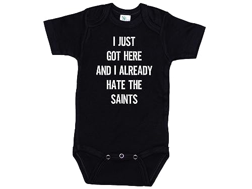 Image of Ebenezer Fire Falcons Onesie/I Just Got Here And I Already Hate The Saints/Atlanta Football Baby (3-6M, BLACK SS)