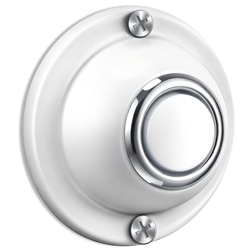 Bouton de sonnette de porte rond lumineux LED blanc pour entrée de maison en métal